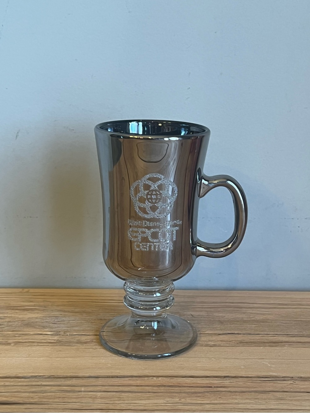 DISNEY WORLD Epcot Center Etched Mirrored Glass Mug/Goblet